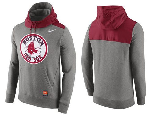 Men's Boston Red Sox Nike Gray Cooperstown Collection Hybrid Pullover Hoodie_1 - Click Image to Close